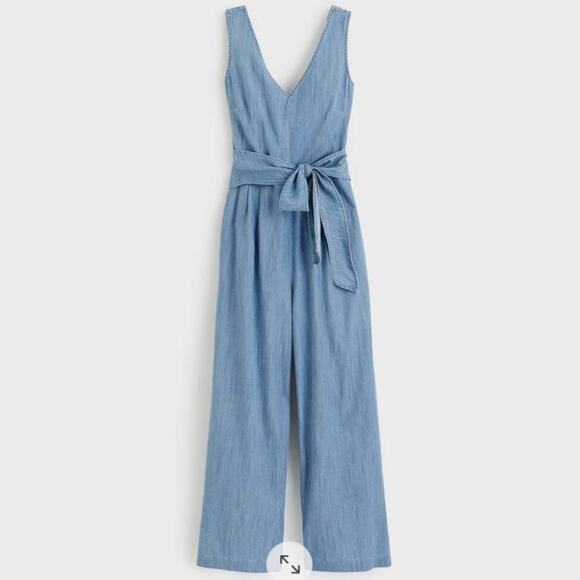 J. Crew Woman's Chambray Wide Leg Wrap Jumpsuit Size 8 - Picture 6 of 11